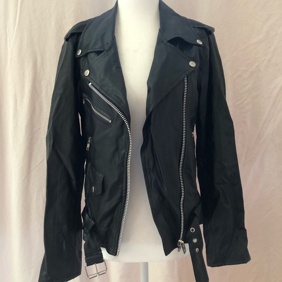 Faux Leather Floral Embroidered Moto Jacket - Picture 2 of 2